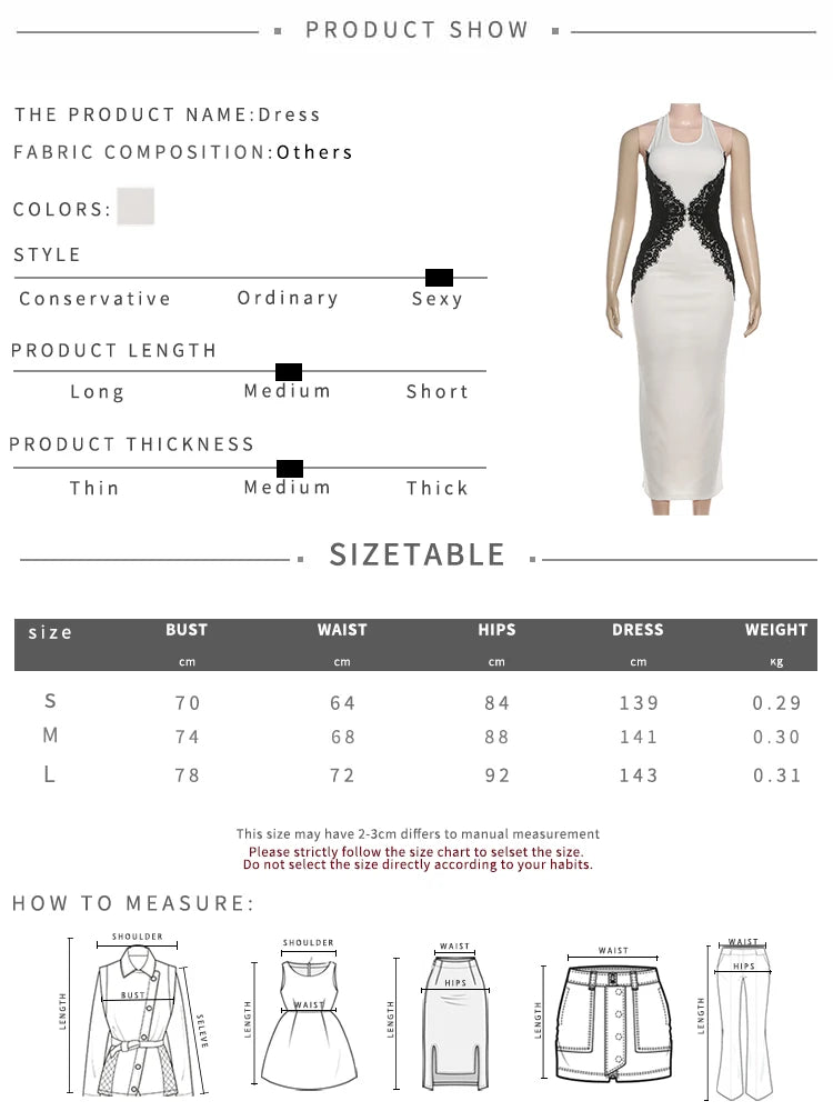 White long with Black Lace clio dress - Shellss