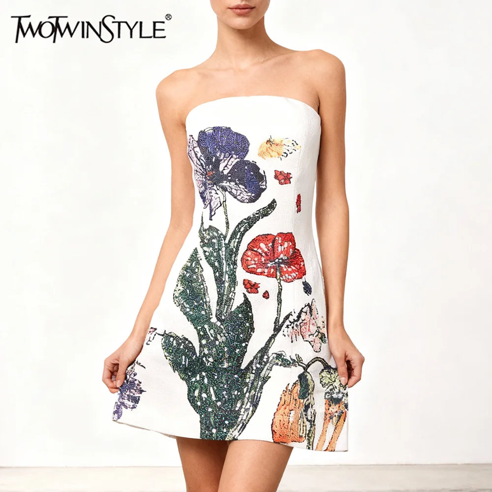 White corset mini floral