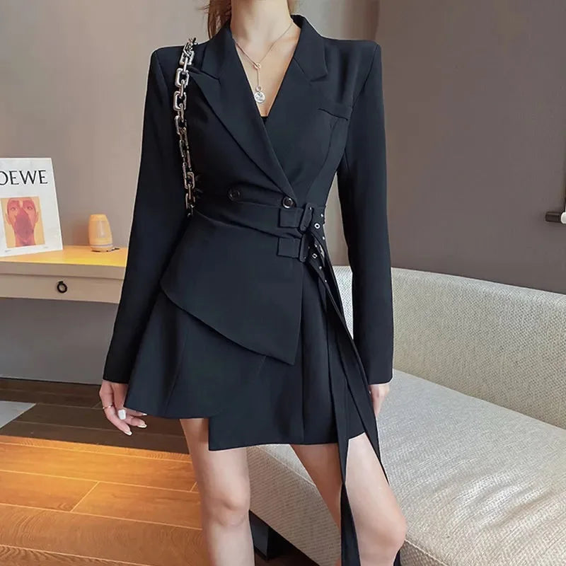 Blazer Dress Double Belt New Premium Mini