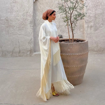 RAmadan Silk Tassel Dress Morocco Kaftan Jalabiya