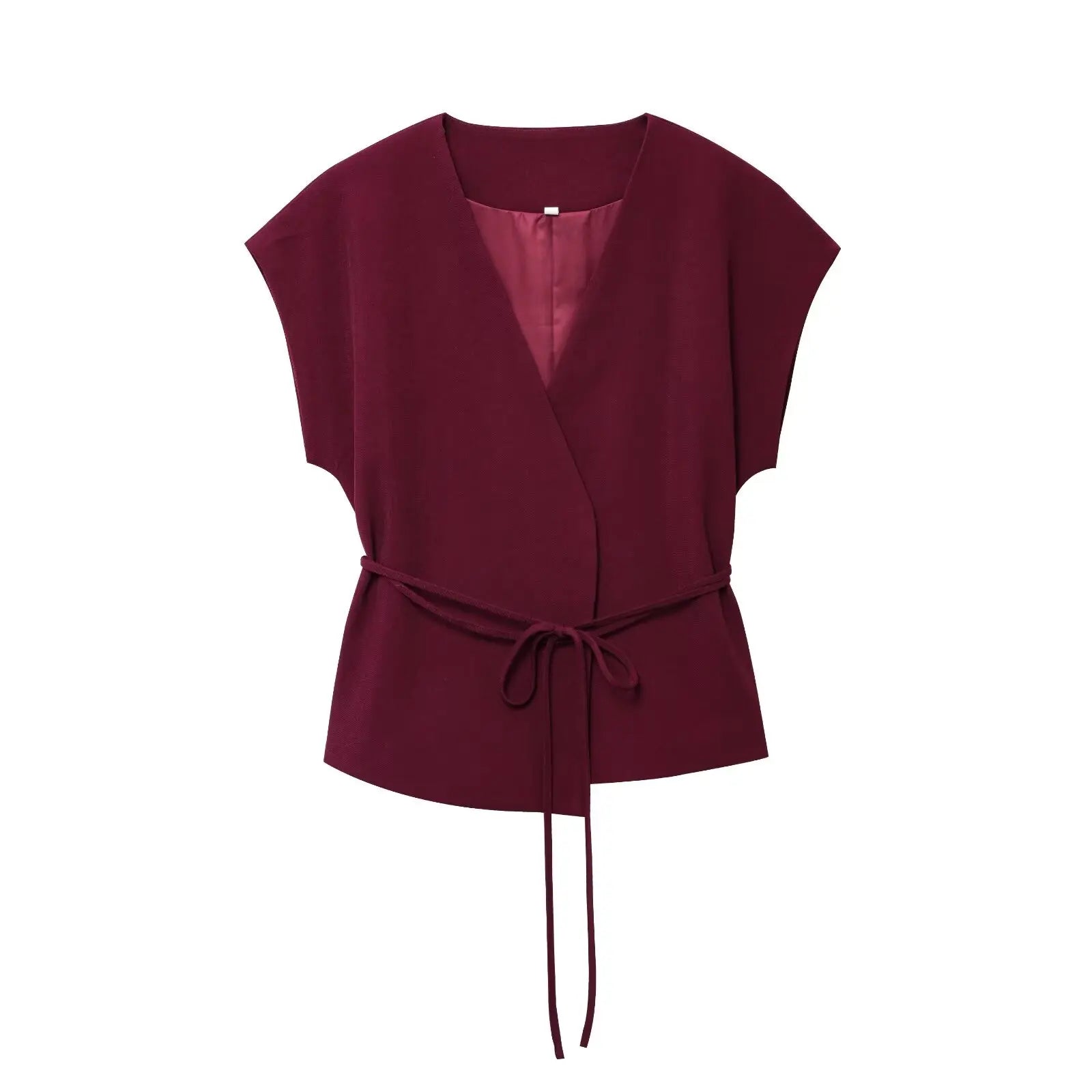 V-Neck Wrap Belted Pants Sets