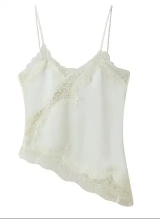 Lace Trim Satin Camisole V Neck