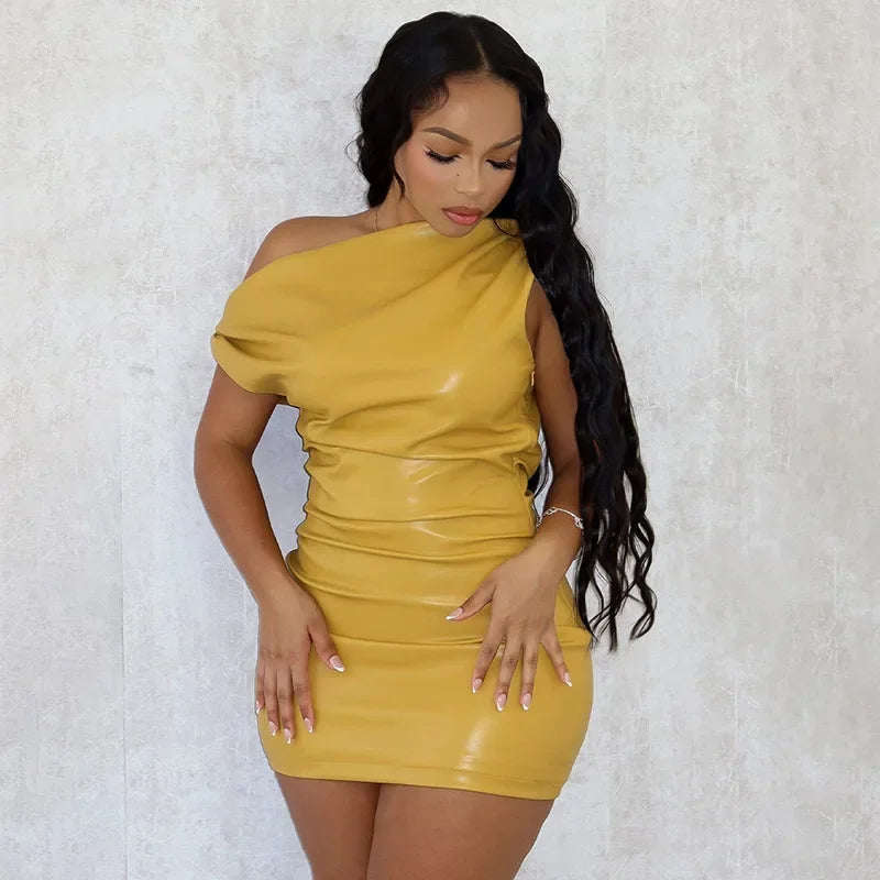 Offshoulder faux leather