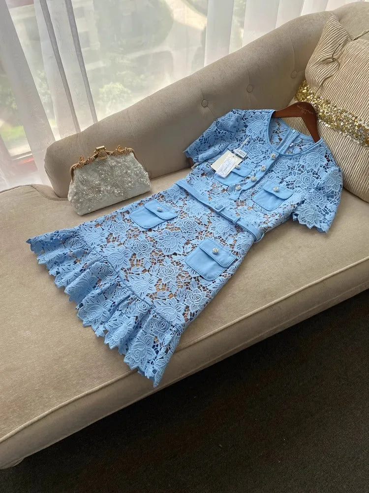 Blue Lace Runway Bodycon clio