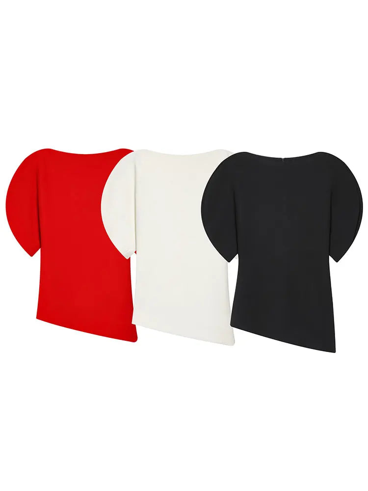 Elegant Puff Sleeve Blouse Asymmetrical