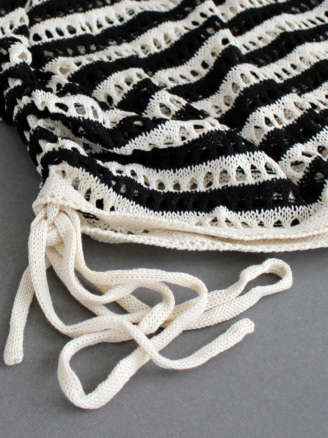 Knitted striped crochet skirt