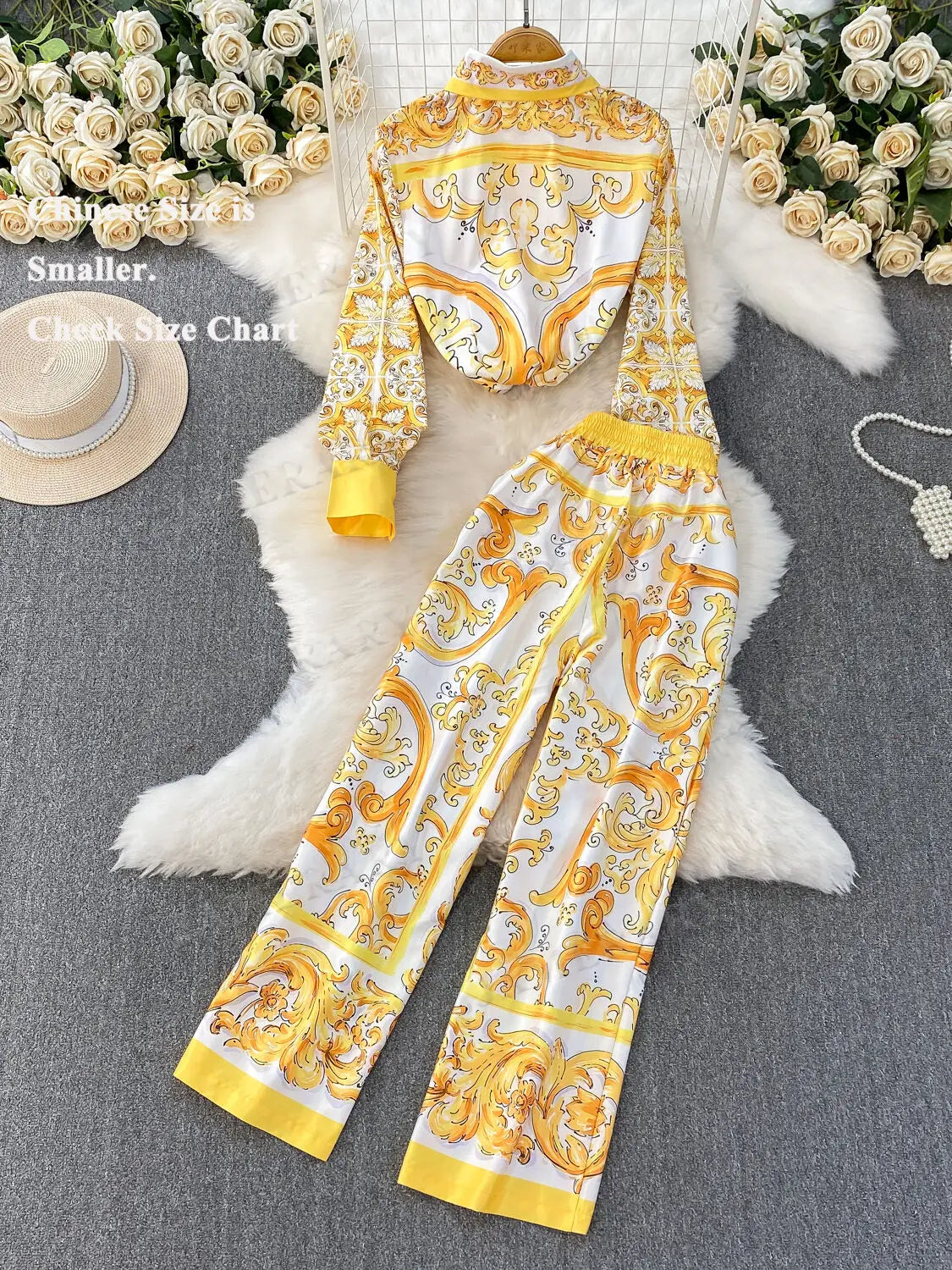 Autumn Purple Floral Two Piece Set