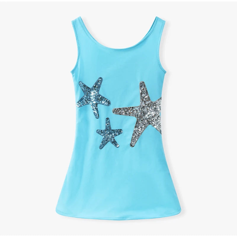 1 Starfish Sequins embroidered Mini Dresses