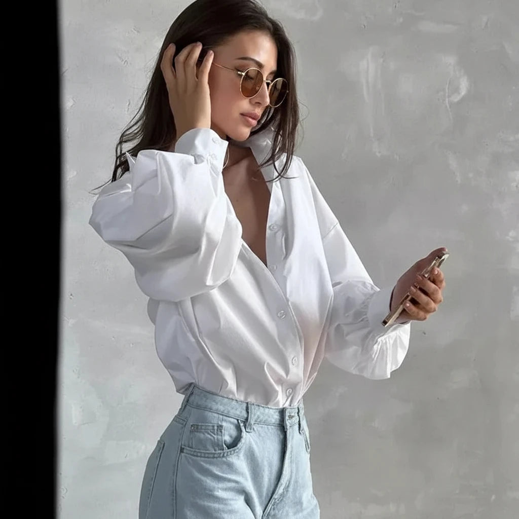Lantern Sleeve Oversized Blouse