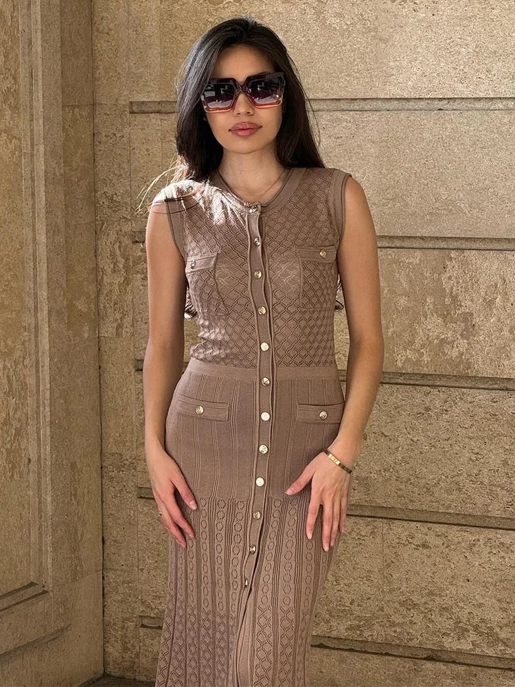 Buttoned Knit Dress