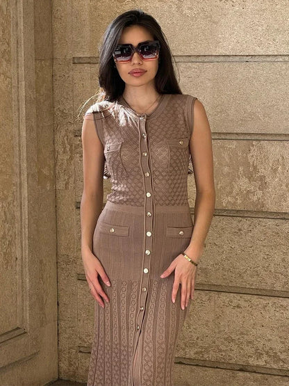 Buttoned Knit Dress