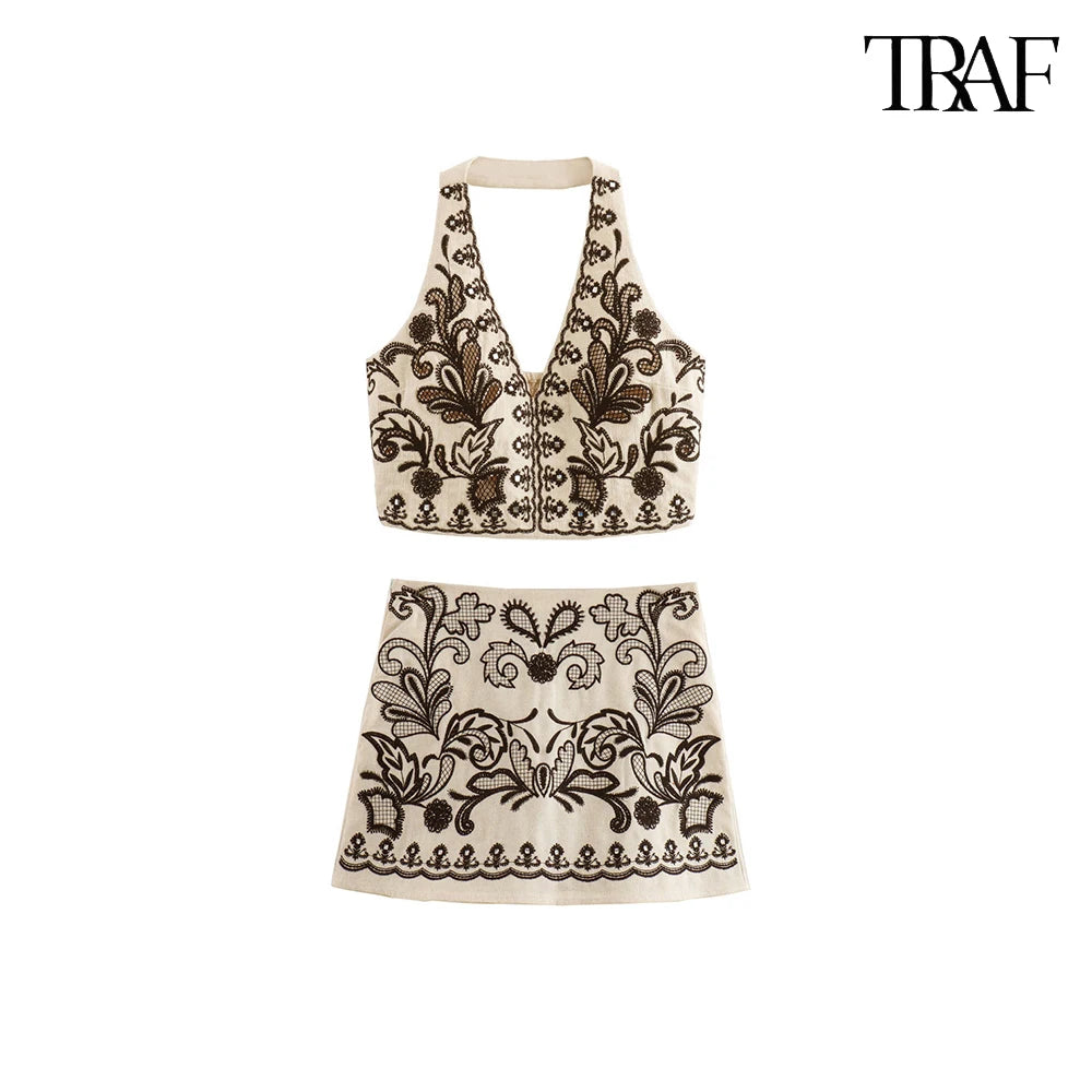 Backless V-Neck set