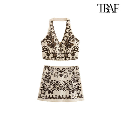Backless V-Neck set