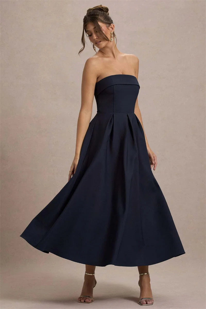 Strapless Midi Dress A-Line - Shellss