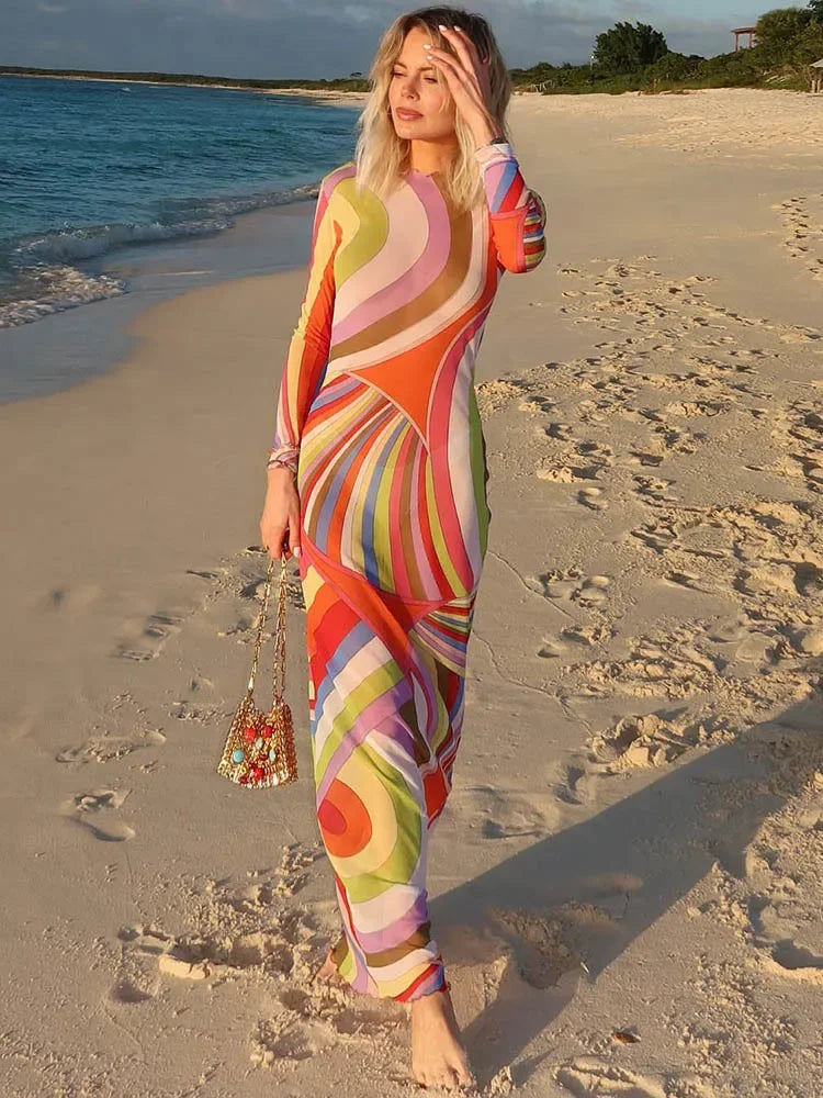Elegant Striped Cover up Pucci