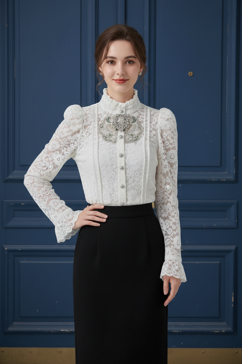 Embroidery Blouse Lace Jacquard