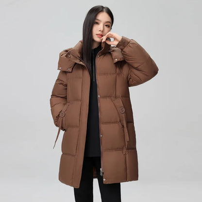 Winter Women Jacket Mid Long Hooded