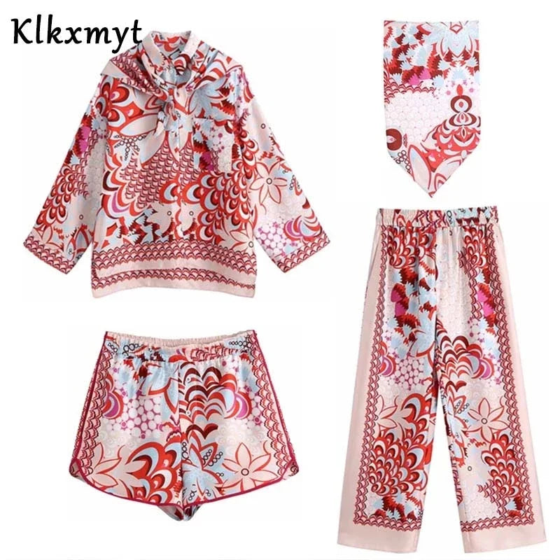 Shirt Suit 2023 Spring Fashion Elegant Ladies Pants Set