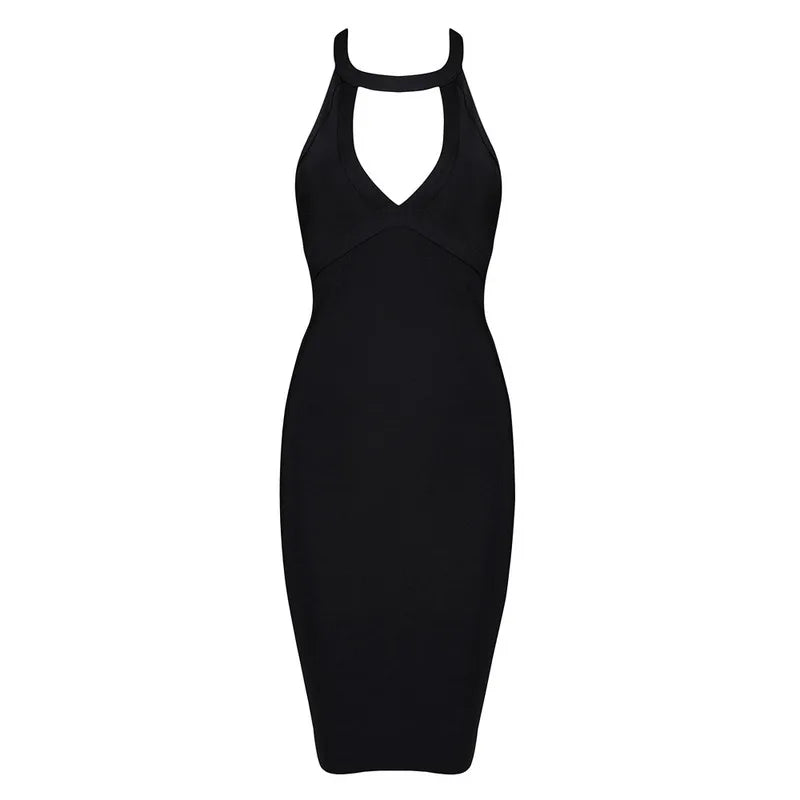 Halter Keyhole Bandage Dress