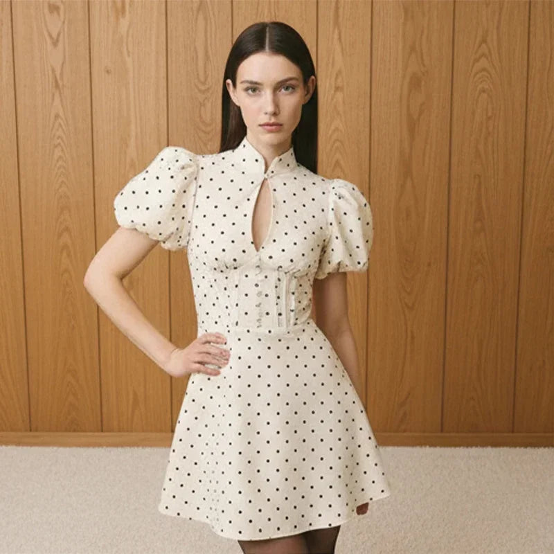 Retro Polka Dot Mini A-line Dress