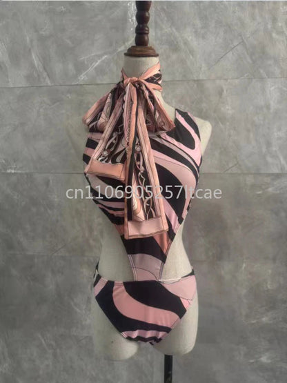 Luxury Design Pink Scarf Swimsuits