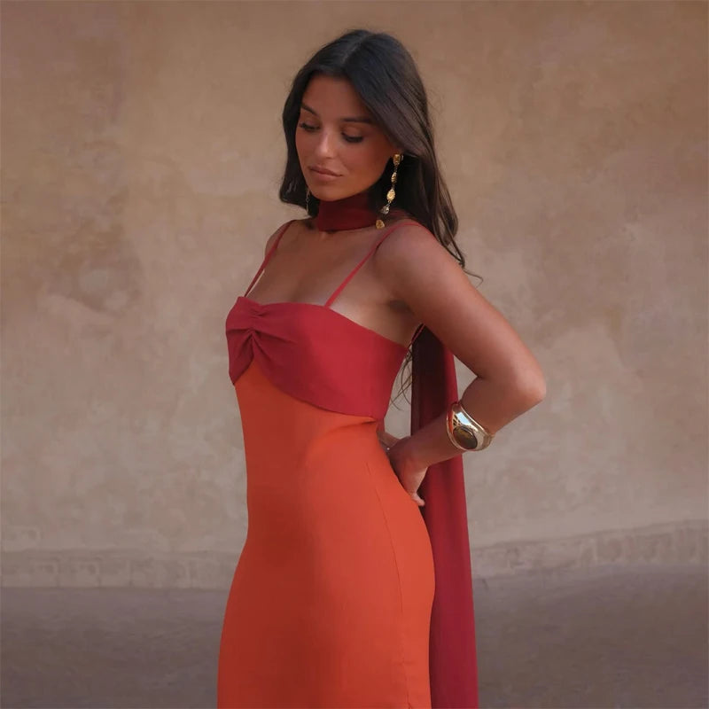 Red orange Scarf Collar