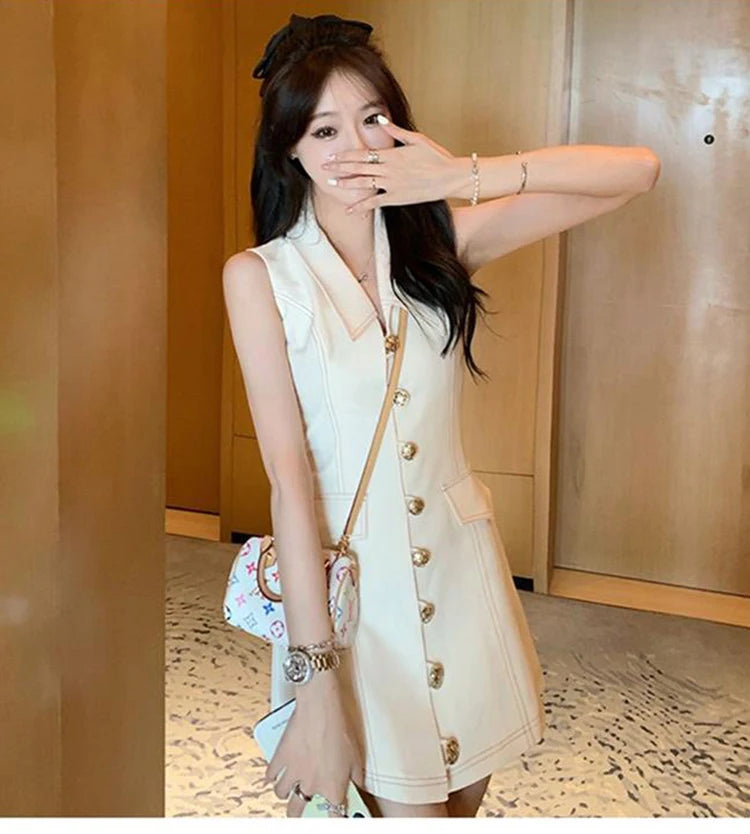 Elegant Button Mini Dress