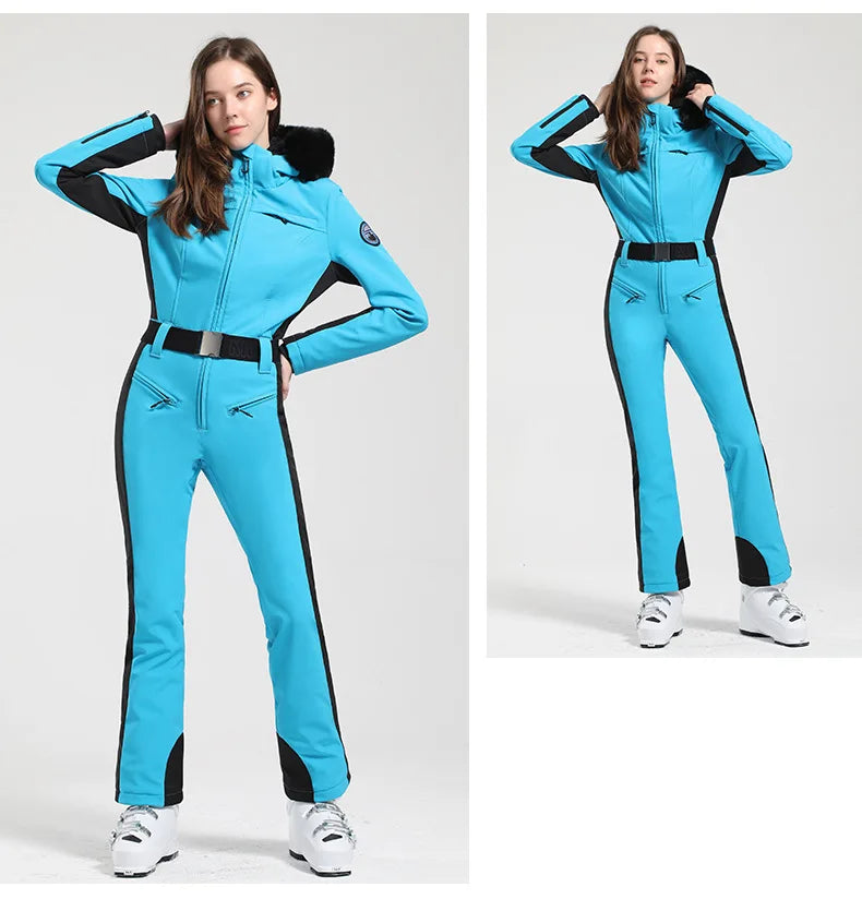 One-Piece Ski Suit Thickened Thermal Snowboard Jacket Jumpsuits