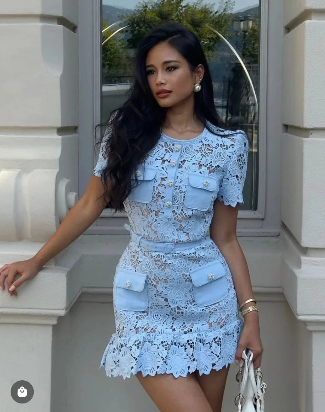 Blue Lace Runway Bodycon clio