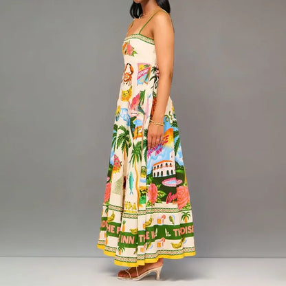 Graffiti multi Print summer Midi paradise