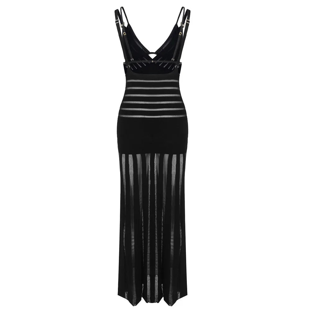 Semi Sheer Black Dress- Party Premium collection