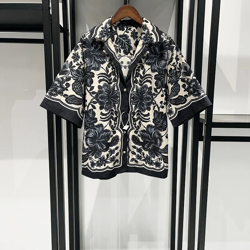 2025 Spring/summer Style Plant Black and White Print