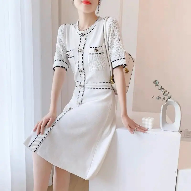 Elegant French Knitted Dress Old Money Sandro style