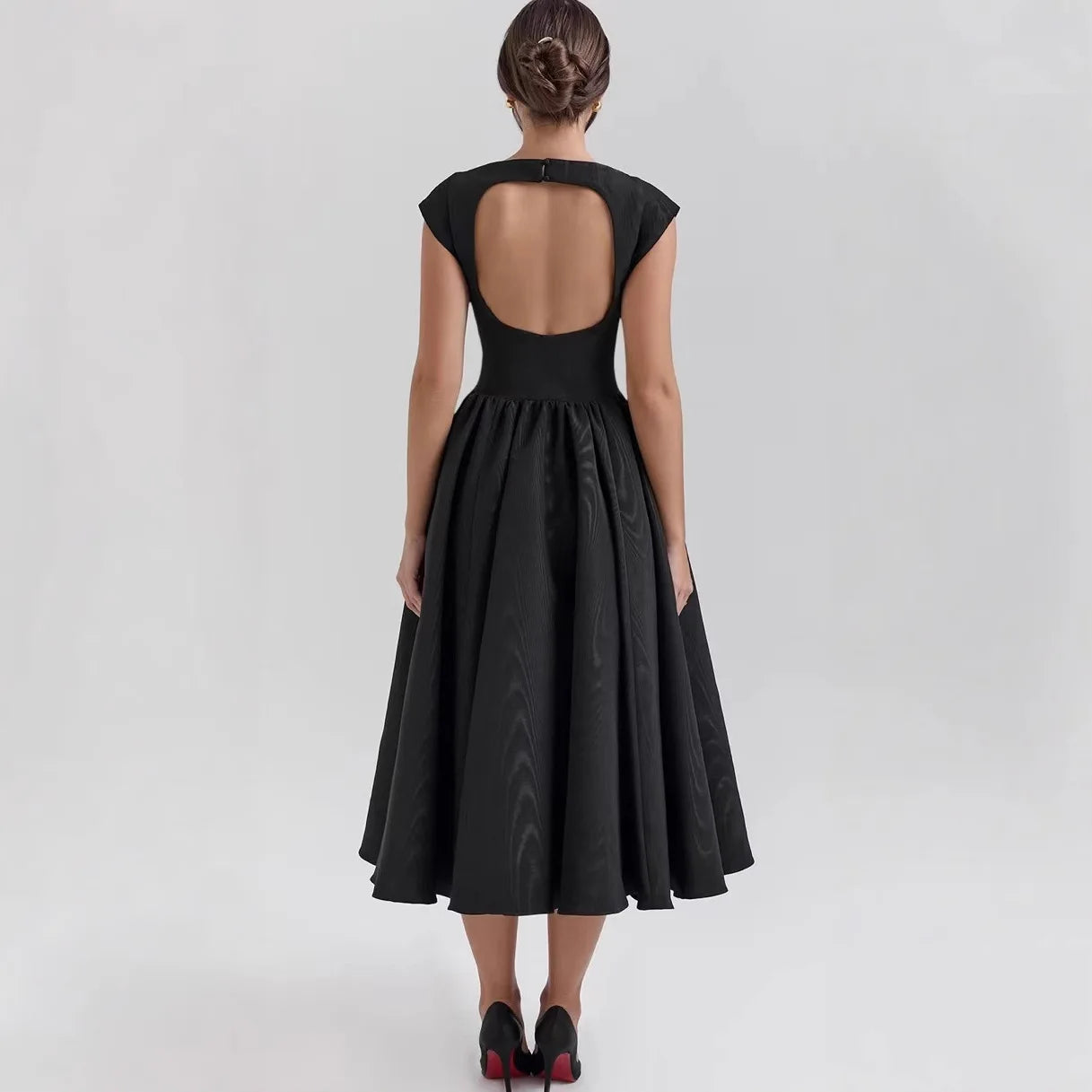 French Style Backless Pleated Summer dress