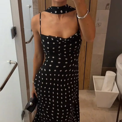 Polka Dot Dress with Scarf Ribbon