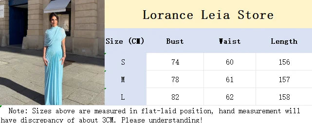 Irregular Shawl Blue Maxi Dress Women's Fashion Turtleneck Slim Fit Pleated Vestidos 2025 New Lady Evening Party Robes Summer - Shellss