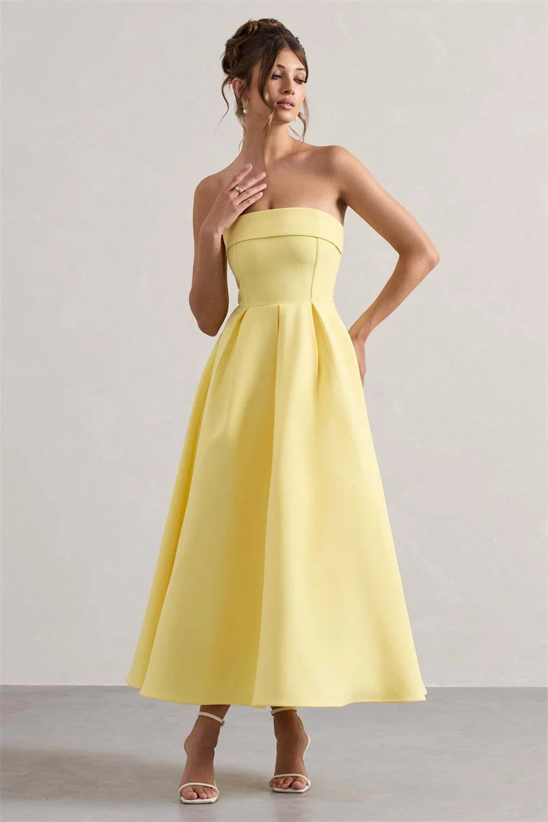 Strapless Midi Dress A-Line - Shellss