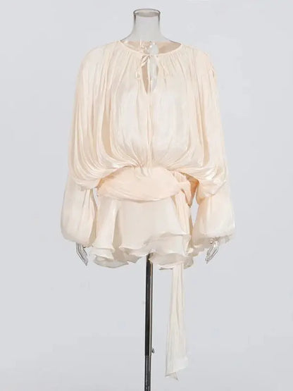 Lace Up Ruffle Dress