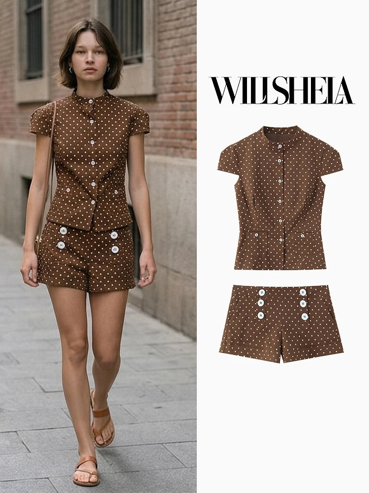 Summer shorts set brown