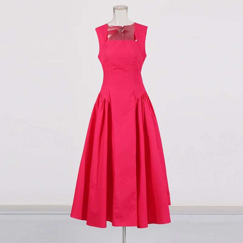 Minimalistisches Kleid mit quadratischem Kragen aus Baumwolle