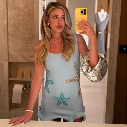 1 Starfish Sequins embroidered Mini Dresses