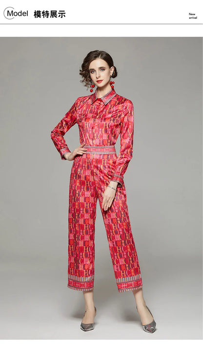 CH Versatile Letter Printed Two Piece Set of Shirt and Pants Set