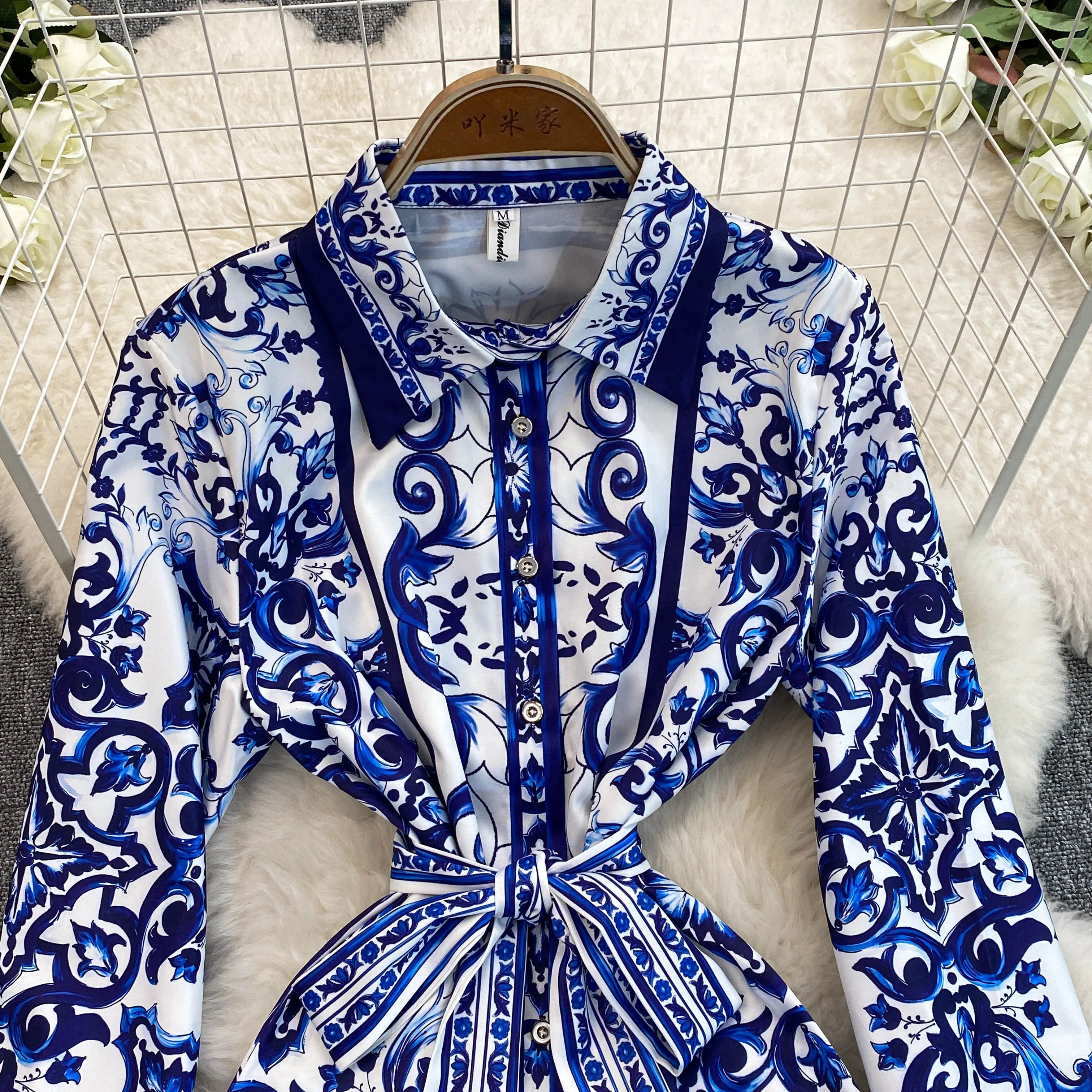 Spring Retro Blue White Red Dolce Dress - Shellss