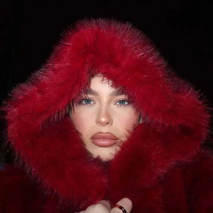 Solid Color Hooded faux Fur