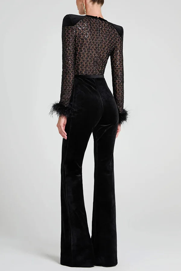 Nadine Merabi velvet jumpsuit
