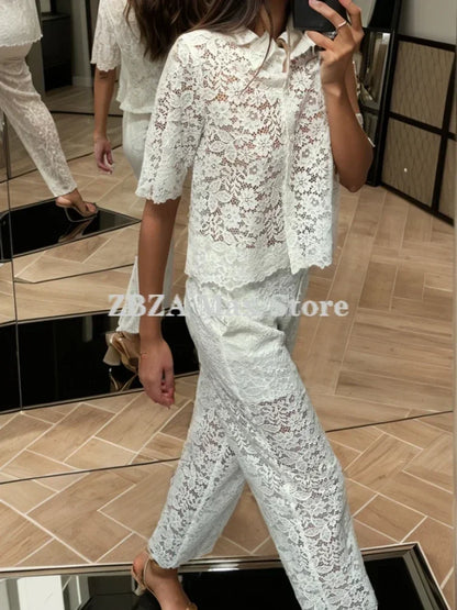 Lace Shirt Set