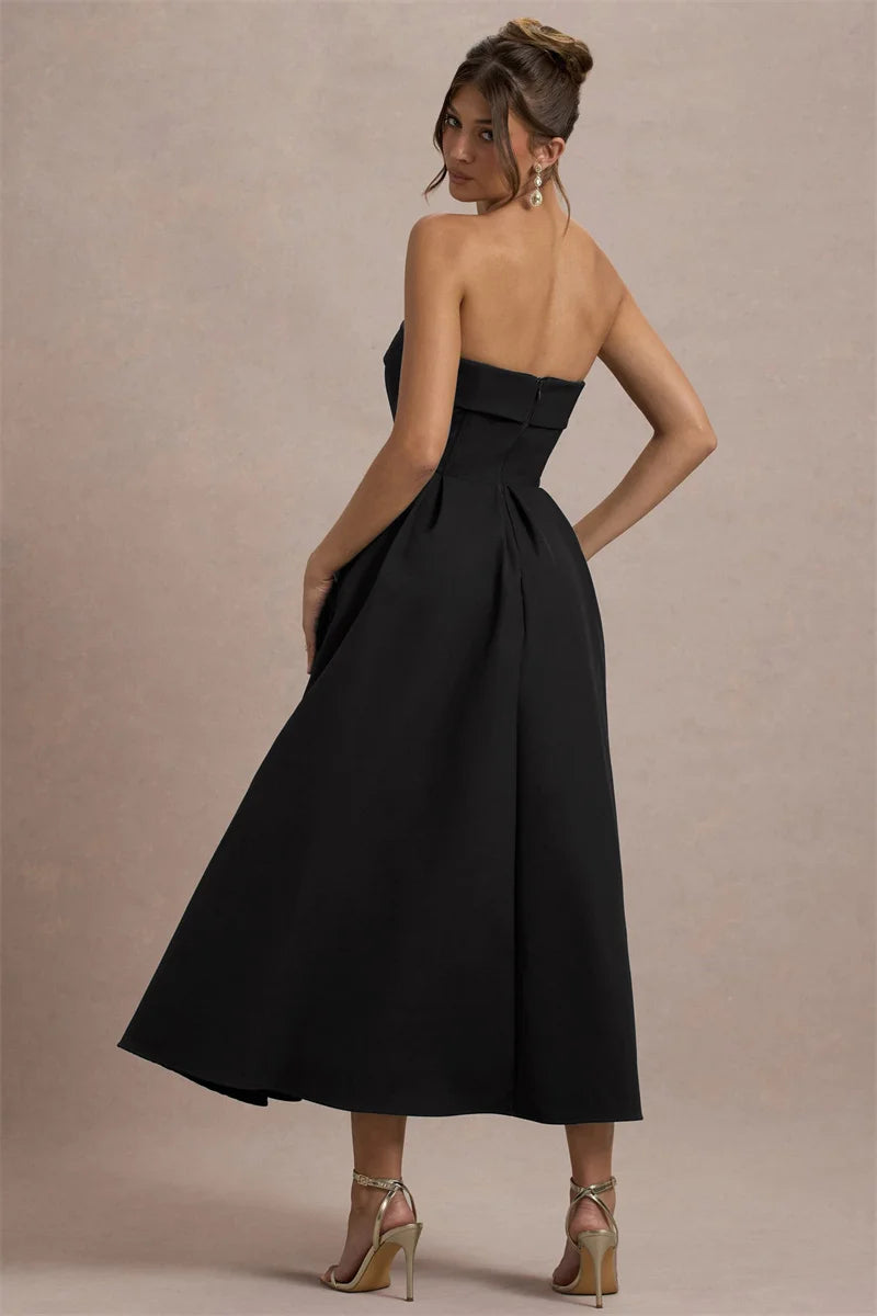 Strapless Midi Dress A-Line - Shellss