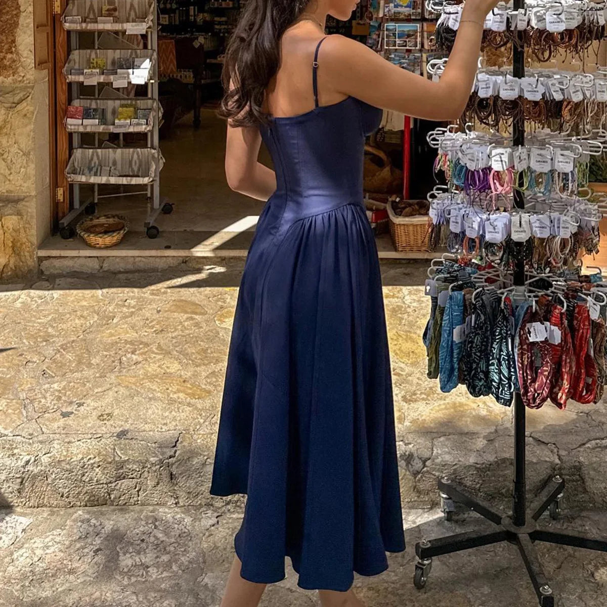 Suninheart Spaghetti Strap Summer Party Dresses 2025 New Arrivals Fit and Flare Elegant Midi Dress Red Night Date Dress - Shellss