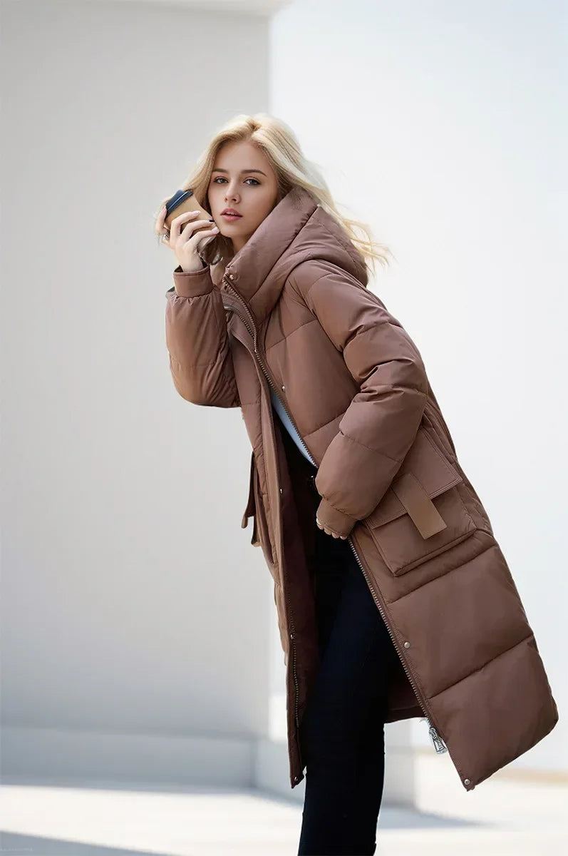 Jacket Parka Maxi Long Women Coat Casual Loose Overcoat F