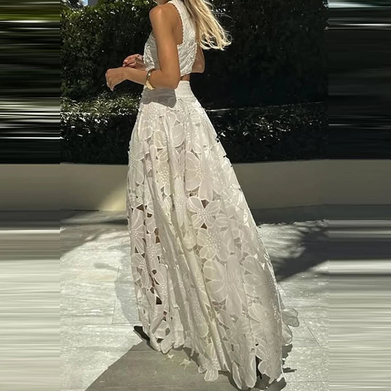 White Boho Skirt Set